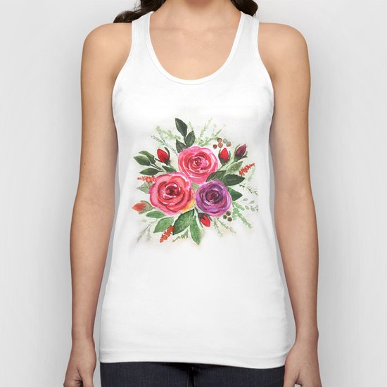 Watercolor floral pattern . Roses. Unisex Tank Top