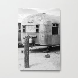 Joshua Tree Airstream Vertical B&W Metal Print