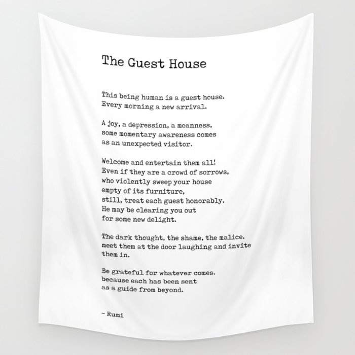 The Guest House by Rumi - Typewriter Print - Literature Wall Tapestry