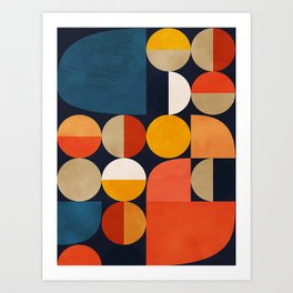 mid century geometric abstract Art Print