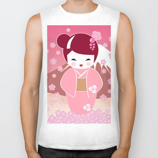 Sakura Japanese Doll Kokeshi Biker Tank