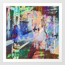 summarily wrought exquisite plunder activity deeds Art Print | Voxadpcm, Street Photography, People In The Street, Psychedelic, Color, Photomanipulation, Desaturated, Europe, Photo, Glitch 