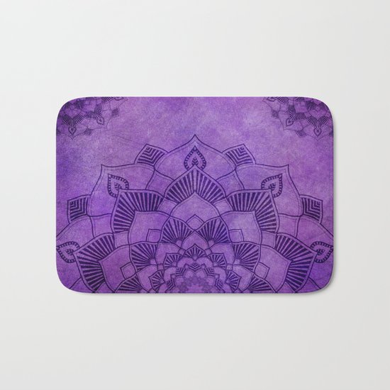 Deep Purple Lotus Mandala Bath Mat