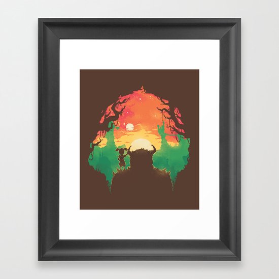 Sunset with a friend Framed Art Print