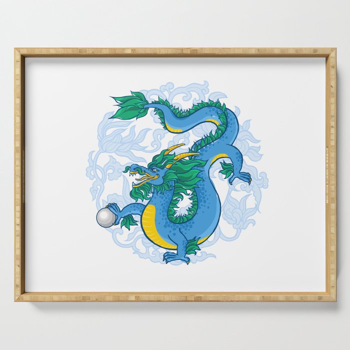 Blue Dragon with pearl Serving Tray