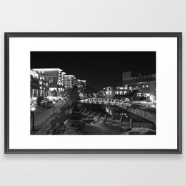 Downtown cityscape of Greenville South Carolina at night Framed Art Print