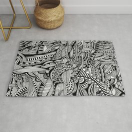 Black and White Doodle Art #1 Rug | Zentangle, Blackandwhite, Black and White, Complex, Drawing, Abstract, Intricate, Indiaink, Pattern, Lineart 