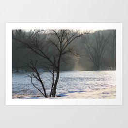 Mist over Winter River Art Print