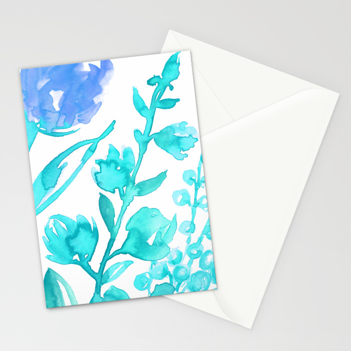 Abstract Floral Square 8 Stationery Cards By Blursbyaishop