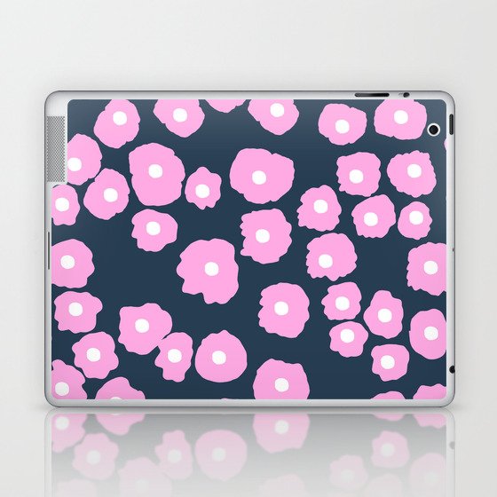 Abstract Poppies Navy and Pink Laptop & iPad Skin