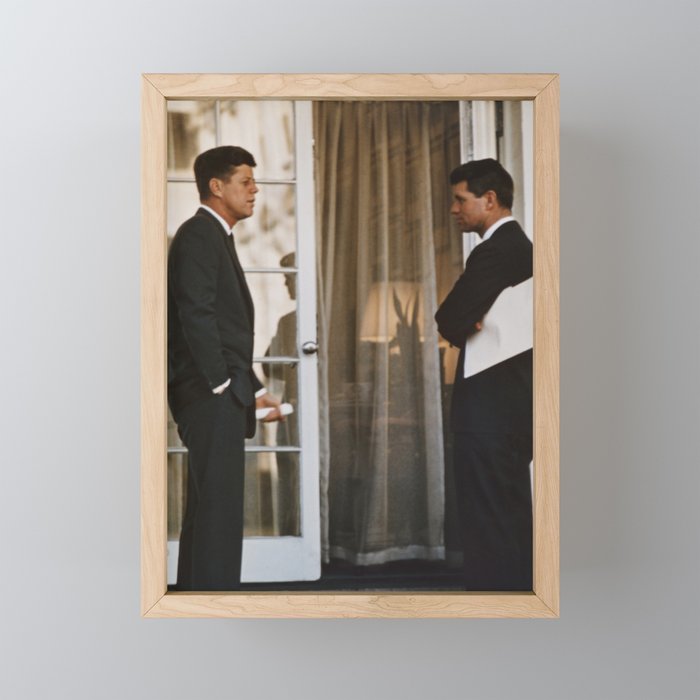 President John Kennedy And Robert Kennedy - White House 1963 Framed Mini Art Print