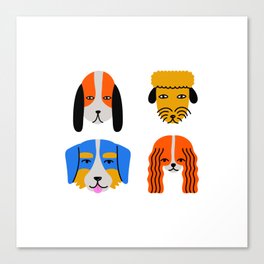 Funny colorful dog face cartoon print Canvas Print