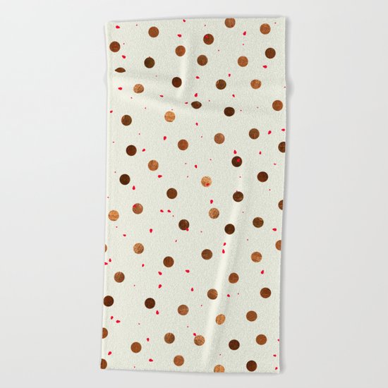 Copper Polka Dots With Red Hint Pattern Beach Towel