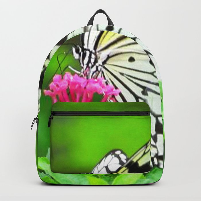 Butterfly and Pink Flowers Backpack