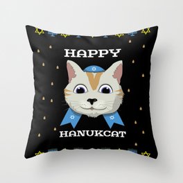 Hanukcat Cat Menorah Happy Hanukkah 2021 Throw Pillow