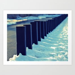 Winter Scene with Fence Posts Art Print