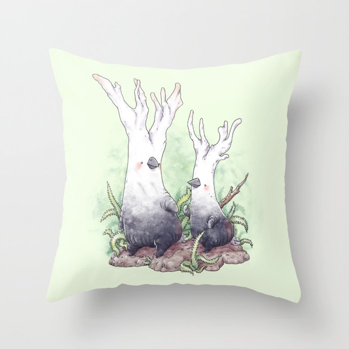 Candle Snuff Mushrooms on a Nature Walk Throw Pillow
