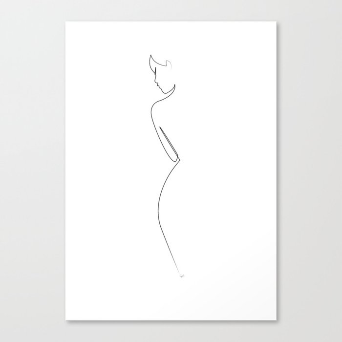 One line Nude on White Canvas Print