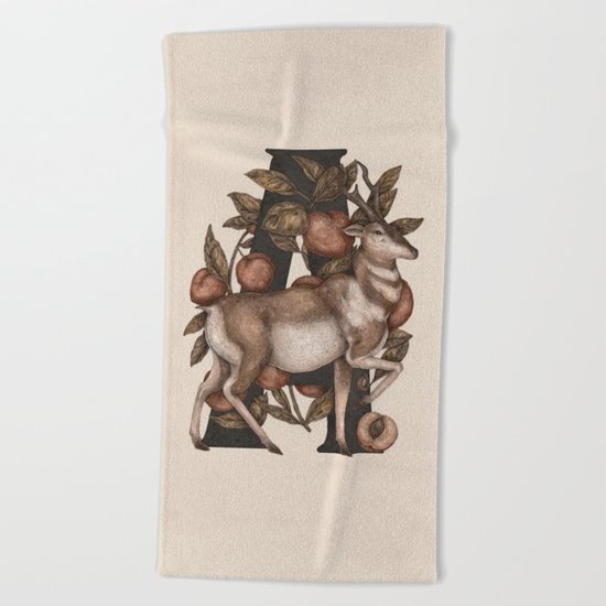 Letter A: Antelope & Apricots Beach Towel