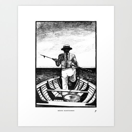 Māori Harpooner Art Print