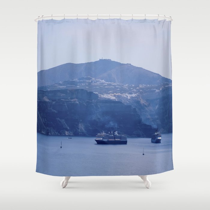 Santorini Greece 8 Shower Curtain By Lorasi Society6