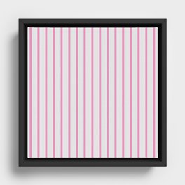 Vertical Hot Pink Stripes Pattern Framed Canvas