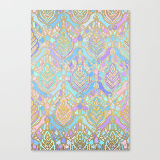 Jade & Blue Enamel Art Deco Pattern Canvas Print