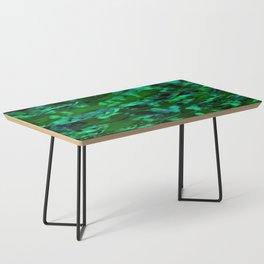 Abstract drawing of the movement of the sea wave in blue and green shades. The movement of fish among the algae. The effect of oil paints Coffee Table