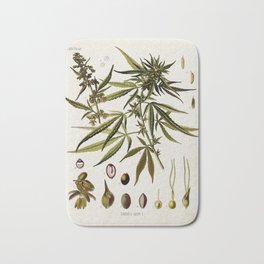 Cannabis Sativa Illustration Bath Mat | Marijuana, Jazz Cabbage, Drawing, Marijuana Poster, Green, Organic, Bud, Hippie, Stoner, Weed 