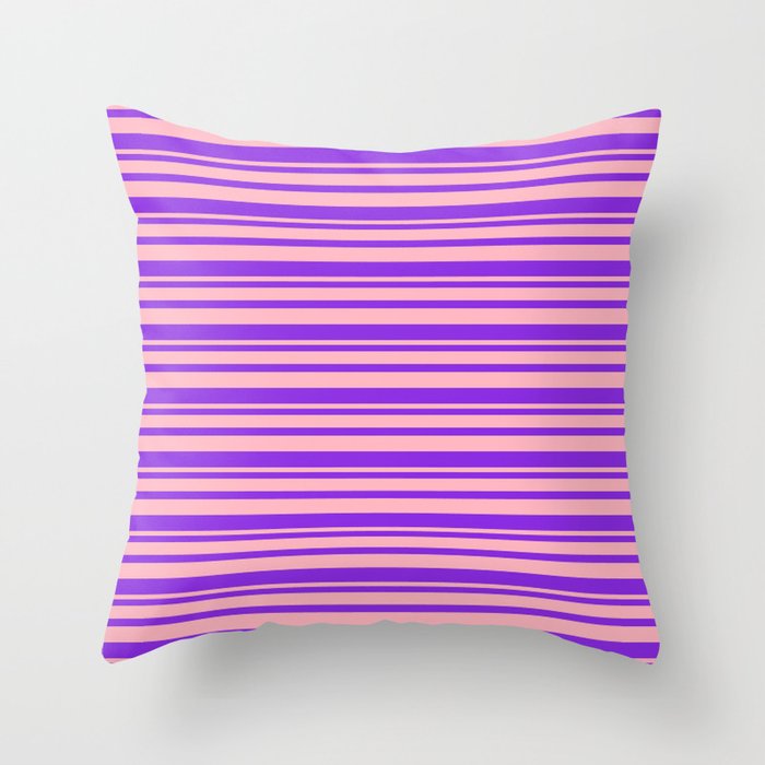 Purple & Light Pink Colored Stripes/Lines Pattern Throw Pillow