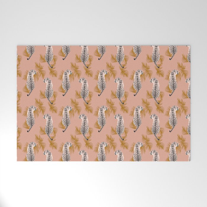 Puno bagage Uitvoeren Paisley Tiger - soft pink & gold Welcome Mat by alison janssen | Society6