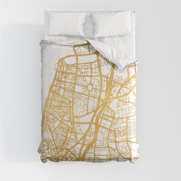 TEL AVIV ISRAEL CITY STREET MAP ART Comforter