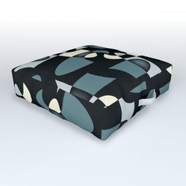Geometric Shapes in BW Outdoor Floor Cushion