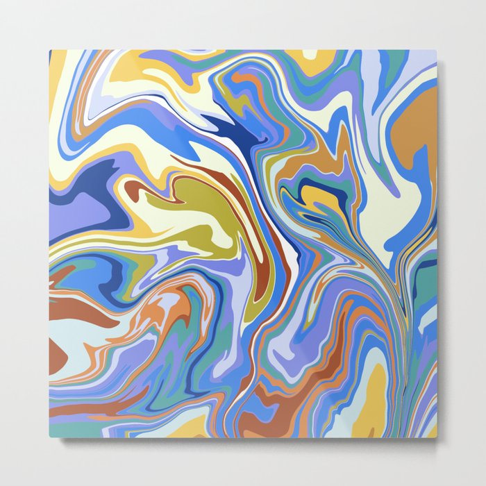 Abstract bright multicolored marbled pattern Metal Print