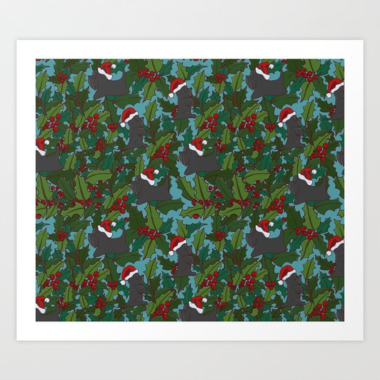 Christmas Dog Pattern Art Print