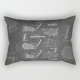 Golf Clubs Patent - Golfing Art - Black Chalkboard Rectangular Pillow