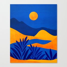 Moonrise Mountains / Blue and Orange Canvas Print