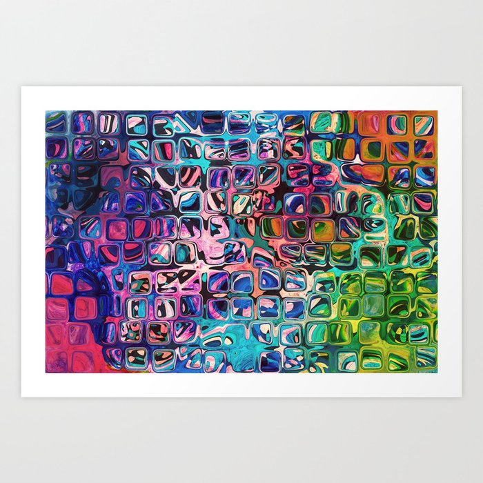 Psychedelic colorful little cubes Art Print