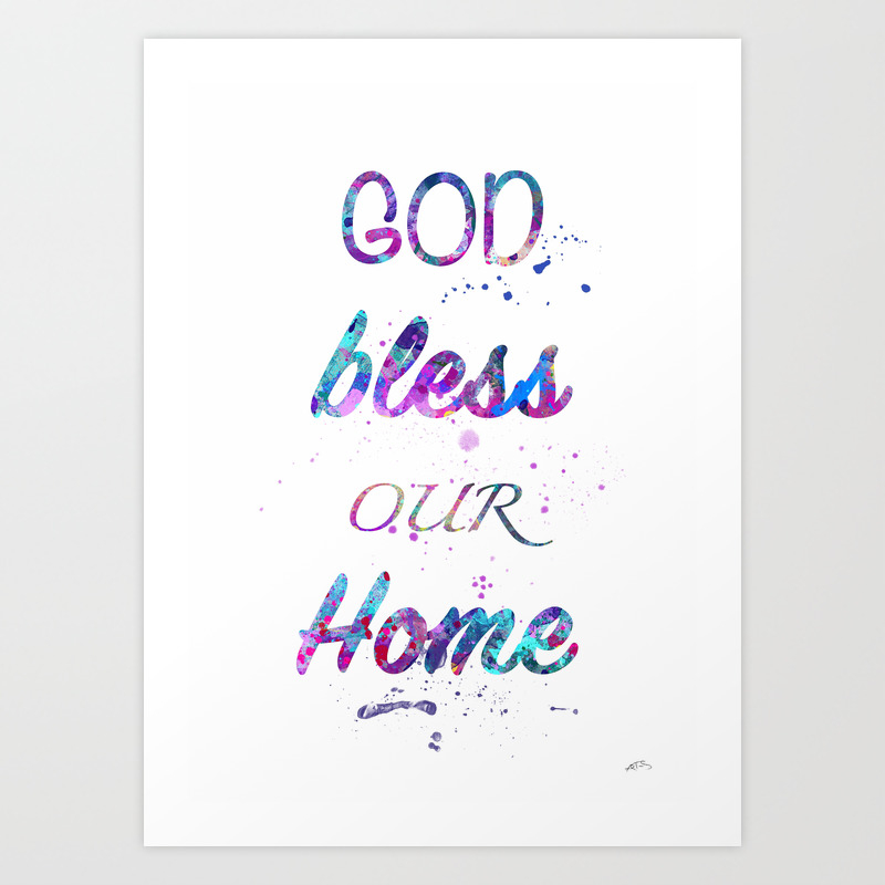 God Bless Our Home Print Watercolor Giclee Wall Art Home Decor Art
