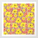Yellow meadow flowers pattern Art Print