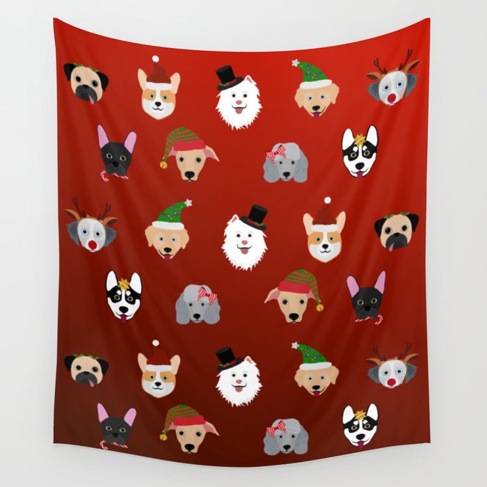 Christmas Dogs Wall Tapestry