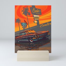 RETRO CLASSIC VINTAGE CAR SUNSET Mini Art Print