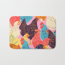 Wild And Free Bath Mat | Chickenlady, Chickens, Chicken, Farm, Hen, Pattern, Acrylic, Animal, Rooster, Modern 
