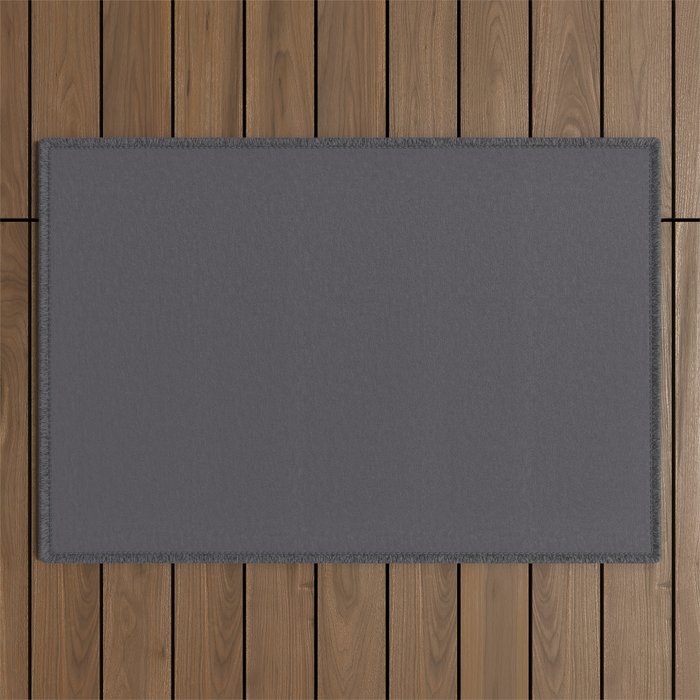 Unflinching Metal Dark Pewter Gray Solid Color Matches Sherwin Williams Perle Noir SW 9154 Outdoor Rug