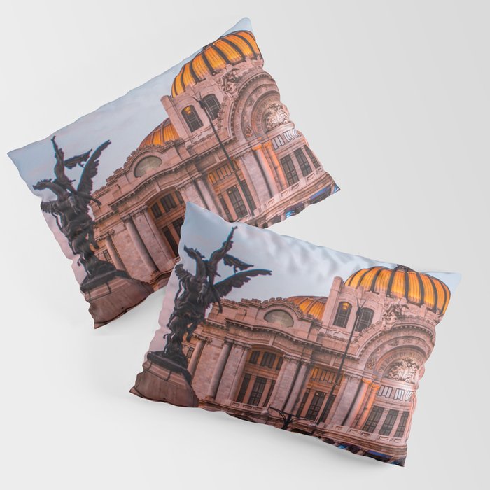 Mexico Photography - Beautiful Palace By The Pink Sunset Pillow Sham