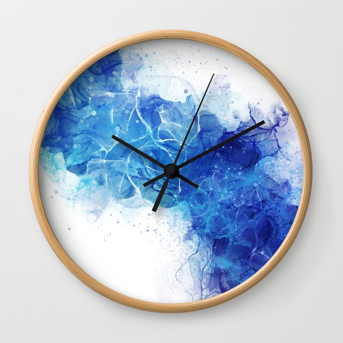 Fresh Blue - Alcohol Ink Art Wall Clock