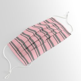 [ Thumbnail: Dim Gray & Light Pink Colored Stripes Pattern Face Mask ]