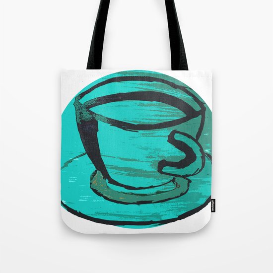 tea cup in green Tote Bag