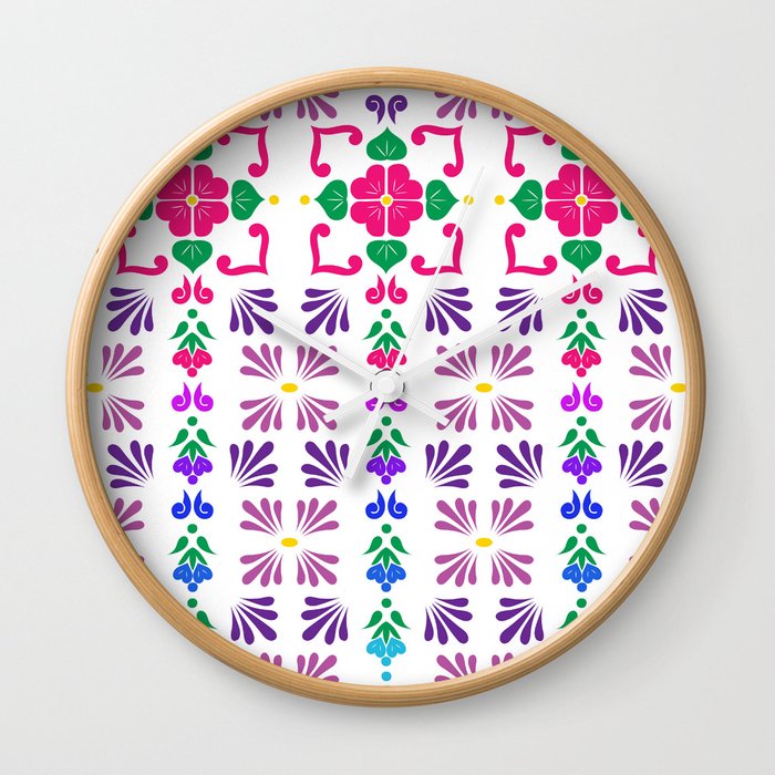 Pink 3, Framed Talavera Flower Wall Clock