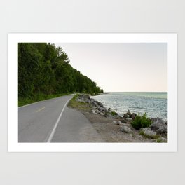 Lake Michigan and a Bicycle only Highway on Mackinac Island Art Print